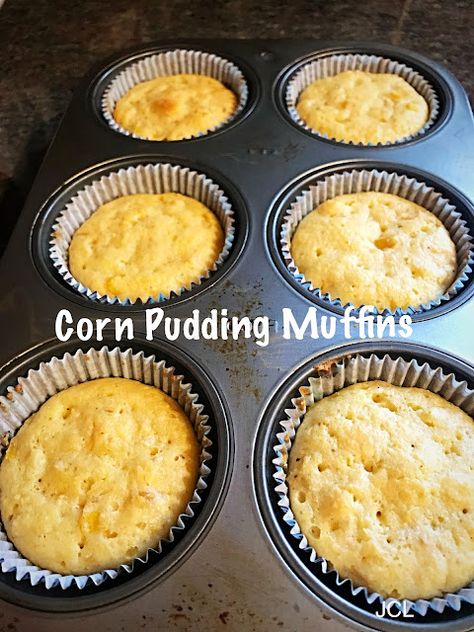 Julie's Creative Lifestyle: Corn Pudding Muffins Cornbread Casserole Muffins, Corn Casserole Muffins, Chocolate Krispies, Low Carb Salmon Patties, Corn Pudding Casserole, Spaghetti Pie Recipes, 2023 Thanksgiving, Thanksgiving Board, Savory Breads