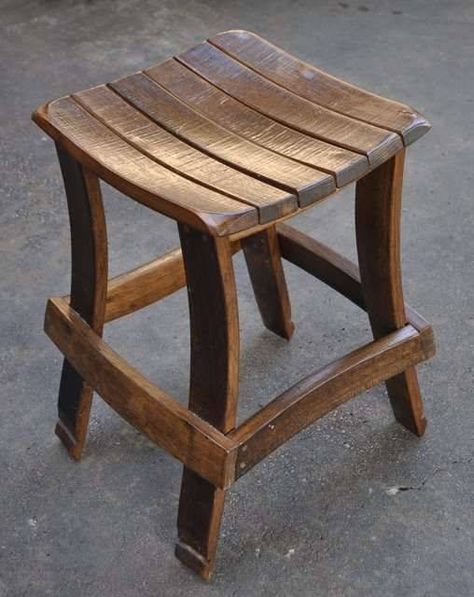 Spent Wine Barrel Stave Stool! Stave Projects, Wine Barrel Art, Wine Barrel Chairs, Wine Barrel Decor, Wine Barrel Crafts, Wine Barrel Bar, Barrels Diy, Wine Barrel Table, Barrel Ideas