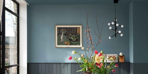 Selvedge Living Room, Selvedge Farrow And Ball Living Room, Selvedge Farrow And Ball, Farrow And Ball Selvedge, Dix Blue Farrow And Ball, Farrow And Ball Bathroom, Narrow Porch, Farrow And Ball Blue, Office Conversion