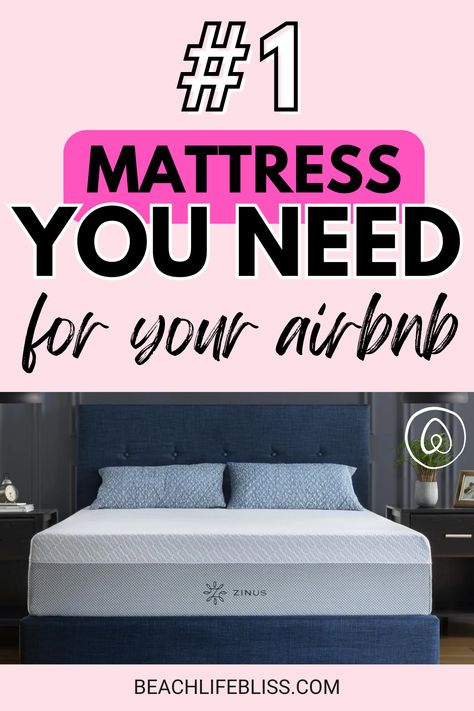 The Perfect Airbnb Upgrade: ZINUS Memory Foam Mattress Review Airbnb Bedroom Ideas, Beachy Quotes, Airbnb Bedroom, Airbnb Design, Mattresses Reviews, Stomach Sleeper, Airbnb Host, Sleeping Positions, Great Night