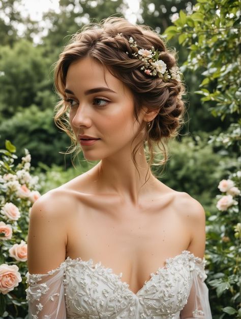 #hairstyling #hairextensionsupplier #graduation #graduationphotos #gradphotos #ugeathair #ugeat #ugeathairextensions #hairextensions #poolhairstyle #beachhairstyle #curlyhairstyles #longhair #beautifulhair Wedding Updo Face Framing, Garden Wedding Hairstyles Brides, Flowers In Brides Hair, Wedding Hairstyles Round Face, Braid Bridal Hairstyles, Wedding Hair Styles Bride, Wedding Hairstyles Flowers, Wedding Hair With Flowers, Wedding Bride Hairstyles