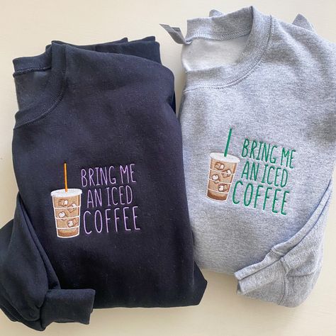 Crew Neck Sweatshirt Design Ideas, Cricut Sweatshirt Ideas, Shirts To Make, Cute Crewneck Sweatshirt, Brand Sweatshirts, Sweatshirt Ideas, Womens Sweatshirts, Coffee Sweatshirt, Cute Shirt Designs