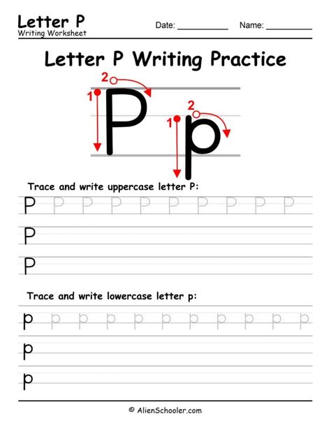 Letter P Writing Practice P Worksheet, English Writing Practice, Cursive Alphabet Chart, Letter P Worksheets, Letters Worksheets, Kindergarten Letters, Writing Practice Worksheets, Letter Tracing Worksheets, Lettering Download