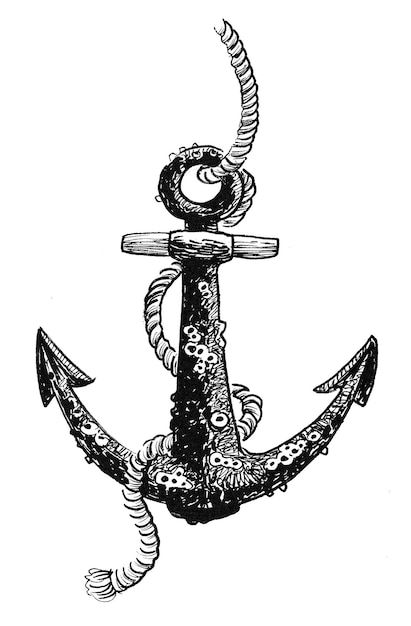 Old rusty anchor. ink black and white dr... | Premium Photo #Freepik #photo #vintage-sketch #vintage-drawing #anchor #sketch-art Old Anchor Tattoo, Anchor Sketch, Anchor Drawing, Rusty Anchor, Anchor Painting, Anchor Drawings, Anchor Art, Flash Ideas, Fantasy Stuff