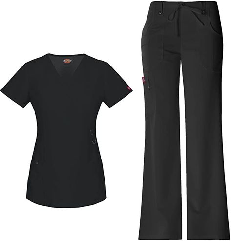 Dickies Xtreme Stretch Women's Mock Wrap Scrub Top 85956 Extreme Stretch Drawstring Scrub Pant 82011 Scrub Set (Hunter - XX-Large/XL Petite) Leg Scrub, Dickies Scrubs, Scrubs Uniform, Medical Scrubs, Scrub Sets, Petite Pants, Dental Assistant, Flare Leg Pants, Scrub Pants