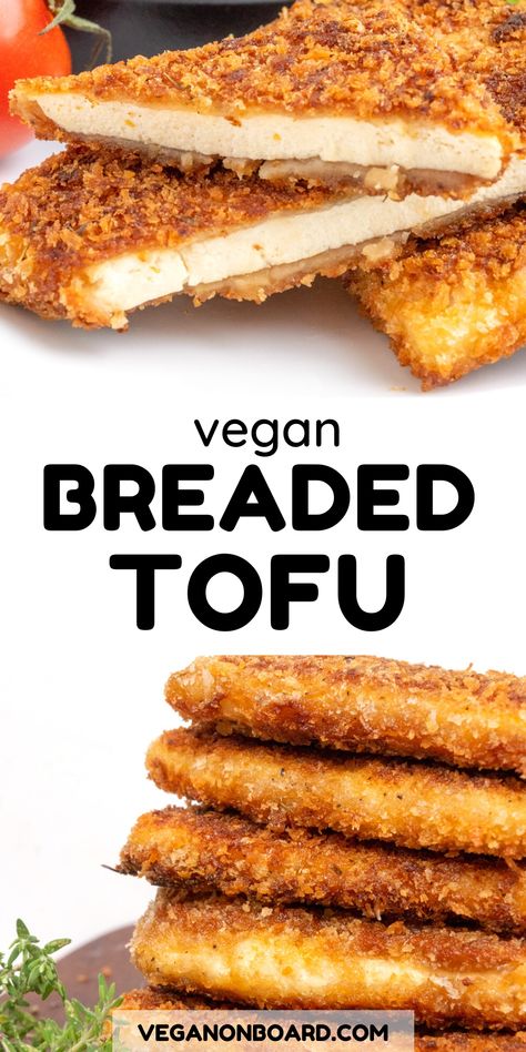 Crispy Tofu Oven, Breaded Tofu Baked, Crispy Breaded Tofu, Vegan Tantanmen With Pan Fried Tofu, Breaded Tofu, Vegan Meat Recipe, Tofu Recipes Vegan, Tofu Dishes, Meat Free Recipes