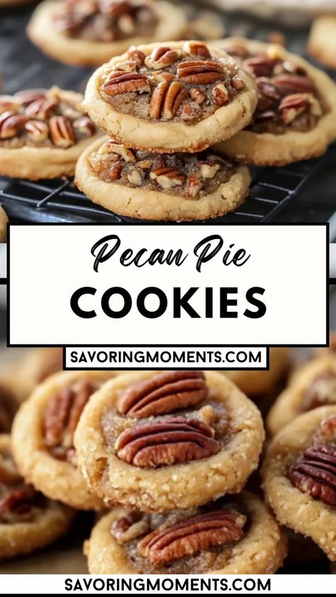 are the perfect fusion of two beloved treats—warm, gooey pecan pie and crunchy, chewy cookies! These bite-sized delights are easy to make and packed with rich, buttery flavor, making them the ideal snack or dessert. Perfect for holiday gatherings, or just an indulgent treat any time of year.

Make this dish tonight – grab the recipe and start baking today!
#PecanPieCookies #CookieRecipes #BakingRecipes #DessertIdeas #SweetTreats #HolidayCookies #PecanDessert #CookiesOfTheDay #BakingJoy #... Soft Pineapple Cookies, Nut Balls Cookies, Great American Cookie Recipe Copycat Chewy Pecan, Cooking Classy Recipes Desserts, Christmas Pecan Cookies, Little Pecan Pies, Recipes With Pecans Dessert, Easy Pecan Cookies Recipes, Cookie Recipes With Pecans