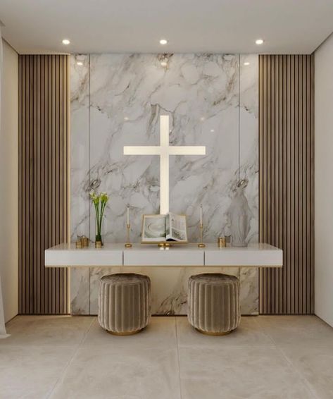 God Corner At Home, Chinese Altar Design Home Modern, House Alter Designs, Altar Wall Design, Prayer Rooms In House, Altar Home Ideas, Church Alters Design, Prayer Alter Ideas Home Altar, Altar Ideas Catholic