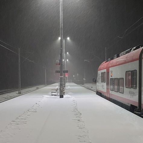 poland, europe - it's a snowy night, the train is passing by the platform, street lamps are shining. Train In Winter Aesthetic, Winter Aesthetic Y2k, Train Winter Aesthetic, Train Aesthetic Winter, Russia Snow Aesthetic, Winter In Eastern Europe, Eastern Europe Winter Aesthetic, Polish Winter Aesthetic, Y2k Winter Aesthetic