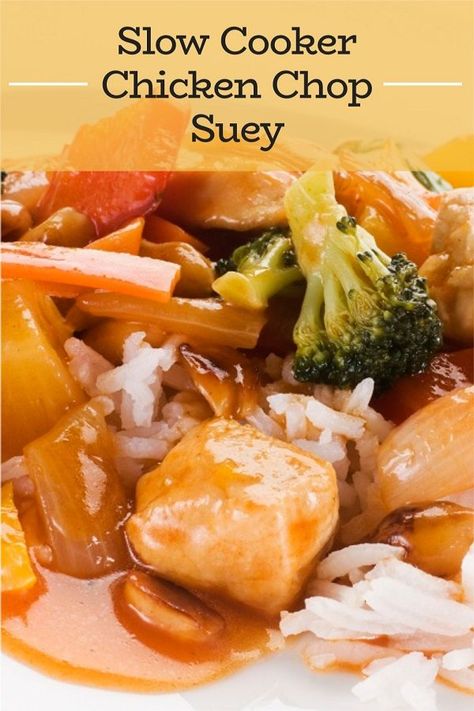 Slow Cooker Chicken Chop Suey Recipe - Magic Skillet Crockpot Chop Suey Slow Cooker, Slow Cooker Chop Suey, Crock Pot Chop Suey, Chicken Chop Suey Recipe, Chicken Chop Suey, Chop Suey Recipe, Cubed Chicken, Chicken Breast Slow Cooker, Chicken Chop