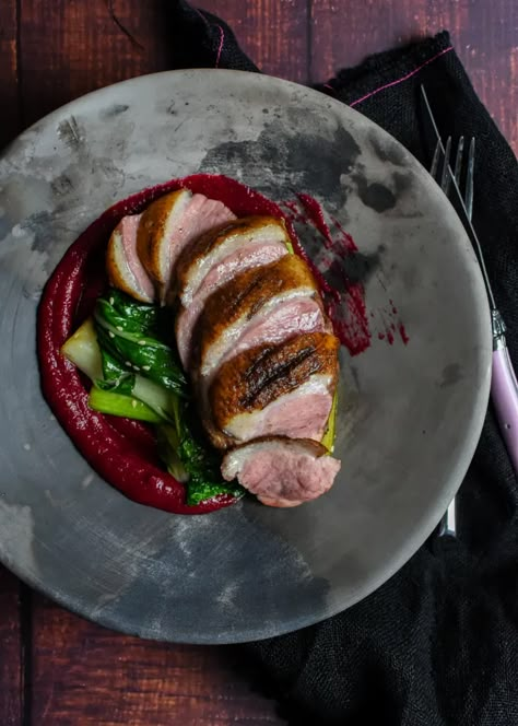 This 5 spiced duck breast & Asian greens is a cracker of a dish, the beetroot/rhubarb ketchup is a personal fave too! Click through ASAP ;) #duck #duckbreast #asianduckbreast #asianstyleduck #beetrootrhubarb @another_food_blogger Rhubarb Ketchup, Beet Ketchup, Duck Dinner, Asian Greens, Duck Breast Recipe, Creative Backyard, Carrot Cupcake, Duck Breast, Bistro Food