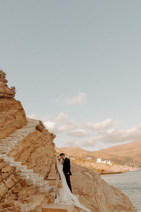 Greece Elopement Photography | Adventurous Couples Photos | Greece Elopement Photography | Torin and April hosted their wedding at the Cycladic Gem Luxury Villa, an incredible cliffside villa overlooking the Mediterranean Sea and wow it was stunning!! Find elopement in Greece, elopement ideas Greece, elopement inspiration Greece, and Greece wedding elopement. Book Shay to capture your Greece elopement or wedding at montanadiaries.com Elopement Ideas Greece, Greece Wedding Aesthetic, European Elopement, Greece Elopement, Greece Aesthetics, Santorini Elopement, Sunrise Engagement Photos, Paros Greece, How To Elope