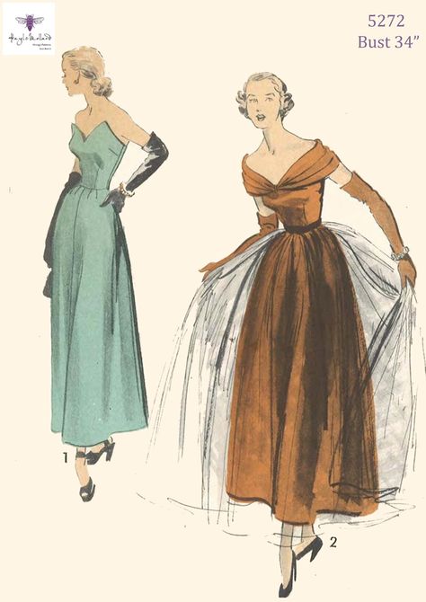 Vintage 1940's Sewing Pattern: Stunning Evening Dress with | Etsy 1940s Evening Dresses, Mademoiselle Magazine, 1950s Sewing Patterns, Gown Pattern, Vintage Dress Patterns, Ankle Length Dress, Vestidos Vintage, 1940s Fashion, Moda Vintage