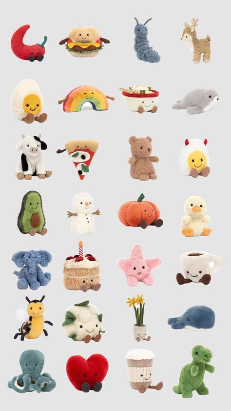 more #jellycats #jellycat Jelly Cat Air Dry Clay, Jellycat Icon, Jelly Cat Clay Ideas, Jelly Cat Collection, Jellycat Aesthetic Collection, Jellycat Bag Charm, Jellycat Stuffed Animals, Iphone Case Stickers, Needle Felting Diy