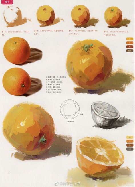 Jelly Reference, Beginner Oil Painting Ideas, Stylized Painting, Paint Mediums, Orange Painting, Easy Lessons, Color Study, Gouache Art, Oil Pastel Art