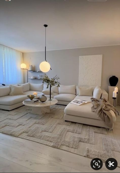 Beige Living Rooms, Apartment Living Room Design, Dream Apartment Decor, Dekorasi Kamar Tidur, Future Apartment Decor, Living Room Decor Cozy, Home Design Living Room, White Living Room, Apartment Decor Inspiration