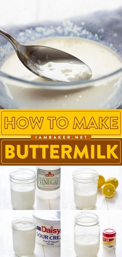 Make Buttermilk With Vinegar, Buttermilk Homemade, Buttermilk Alternative, Buttermilk Uses, Buttermilk Recipe, Buttermilk Banana Bread, Make Buttermilk, Make Your Own Buttermilk, Buttermilk Substitute