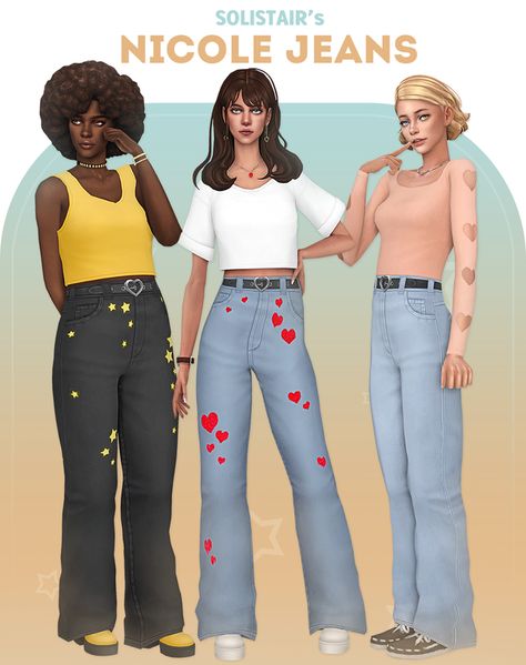 Nicole Jeans | Patreon Sims 4 Cc Baggy Jeans Maxis Match, Sims 4 Teen Cc, Los Sims 4 Mods, Clothes Cc, Cc Sims4, Flair Jeans, Sims 4 Teen, Sims 4 Characters, Sims 4 Mm