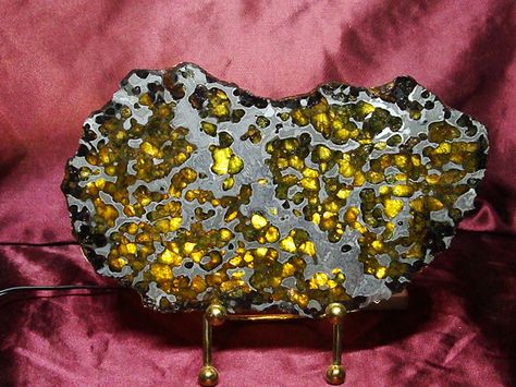 Brenham Pallasite Meteorite. Type: Stony Iron. Classification: Pallasite MG - an. Location: Brenham, Kiowa County, Kansas, USA. Found: May, 1882. Total Known Weight: > 4 Tons. Meteor Rocks, Pallasite Meteorite, Meteorite For Sale, Kansas Usa, Minerals Crystals Rocks, Iron Meteorite, Crystal Healer, Volcanic Rock, Pretty Rocks