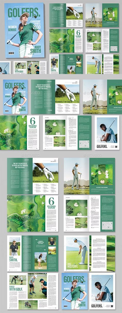 Golf Magazine Template, Print Templates | GraphicRiver Golf Editorial, Newsletter Design Layout, Contents Layout, Golf Magazine, Magazine Article, Newspaper Design, Design Maker, Newsletter Design, Editorial Layout