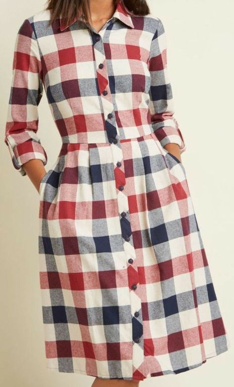 Form Fitting Clothes, Plus Size Vintage Dresses, Body Con Dress Outfit, Plaid Dress Shirt, Check Dress, Girl Shirt, Kurti Designs, Stylish Dresses, Simple Dresses