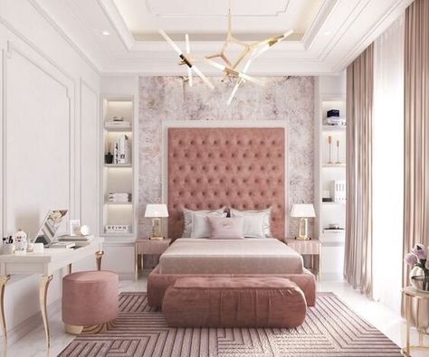 Best Pink Rooms Interior Inspiration - Gorgeous Pink Room Decor Ideas Interior Cottage, Interior Farmhouse, Pink Headboard, Design Ložnic, Interior Unique, Luxury Bedroom Decor, Decor Western, Bedroom Decor For Teen Girls, Decoration Tips