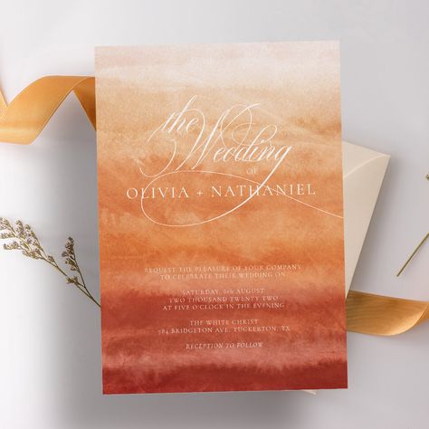 Burnt Orange Wedding Invitations, Bohemian Wedding Invitation, Orange Wedding Themes, Orange Wedding Invitations, Orange Terracotta, Wedding Autumn, Burnt Orange Weddings, Bohemian Wedding Invitations, Orange Watercolor