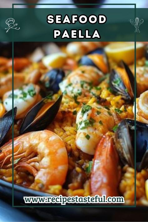 A flavorful seafood dish featuring shrimp, mussels, and squid, perfect for a special occasion. Squid Dishes, Seafood Paella Recipe, Paella Recipe Seafood, Squid Recipes, Paella Recipe, Seafood Paella, Quick Weeknight Meals, Special Dinner, Saute Onions