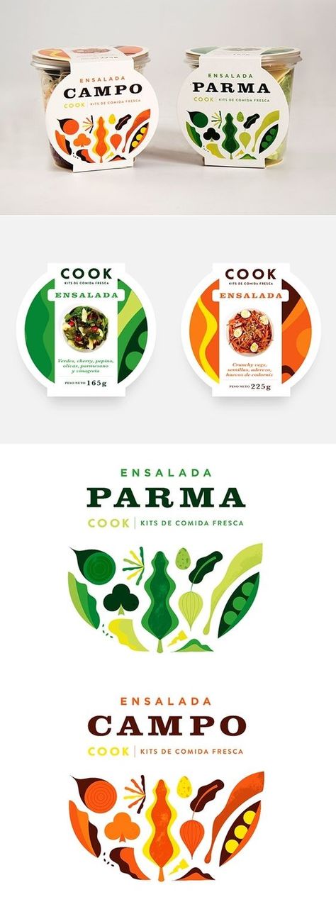 Packaging design with graphic retro illustrated elements for premade salads. #graphic #packaging #packagingdesign #retropackaging #retro #retrodesign Healthy Food Label Design, Snacks Graphic Design, Salad Packing Design, Salad Label Design, Vegan Food Packaging Design, Natural Food Packaging Design, Fresh Packaging Design, Salad Graphic Design, Retro Packaging Design Food