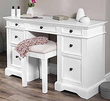 Desk And Dressing Table, White Table Desk, White Dresser Bedroom, White Dressing Table, White Makeup Vanity, Dressing Table With Drawers, White Dressing Tables, Childrens Bedroom Furniture, Drawer Desk