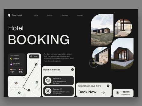 Star Hotel - Landing Page UI Pretty Web Design, Hotel Website Design, Landing Page Ui, Powerpoint Design Templates, Powerpoint Presentation Design, Hotel Website, Hotel Booking, Webpage Design, Website Design Layout