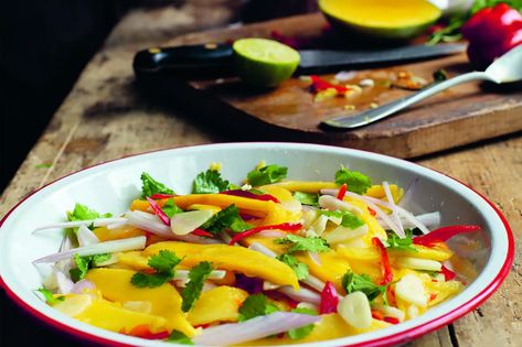 Mango Chow Recipe - Great British Chefs Mango Chow, Sous Vide Vegetables, Egg Yolk Recipes, British Winter, Pickled Asparagus, Chow Recipe, Pickled Red Cabbage, Frangipane Tart, Low Carb Cake