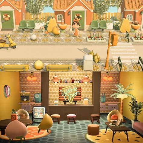 Animal Crossing Orange Island, Acnh Retro Room, Retro Animal Crossing Island, Acnh Vintage Island, Acnh Retro Island, Acnh 70s Island, Acnh Retro Designs, Retro Animal Crossing, Animal Crossing 70s