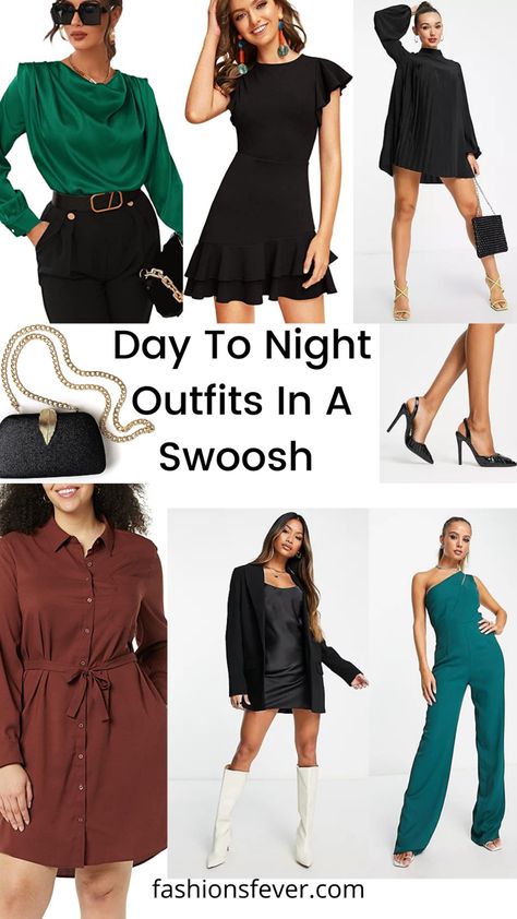 Be it summer or winter just transition from day to night outfits in a swoosh. From fashion outfits like silk blouses, little black dresses, jumpsuits, and accessories this post gives you ideas on how to transition from day to night outfits easily. #daytonightoutfits #fashionoutfits Day To Night Outfit Work, Day To Night Outfit, Work Dress Code, Capsule Wardrobe Checklist, Silk Blouses, Little Black Dresses, Business Casual Outfits For Work, Transition Outfits, Casual Day Outfits