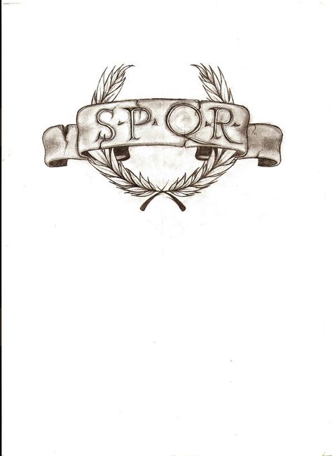 SPQR Roman Legion tattoo, with "Legio IX Britannia" below it.  Yes, I do realize the actual historical name of the Roman Legion that fought in Britiain was "Legio IX Hispana". However, I wanted to be creative about, and as a sign of respect to both sides who fought and died in Britian during that time period, to rename it to what the Romans called the island, "Britannia". Greek Myth Tattoos, Legion Tattoo, Spqr Tattoo, Historical Tattoos, Roman Tattoo, Gladiator Tattoo, Empire Tattoo, Spartan Tattoo, Roman Legion