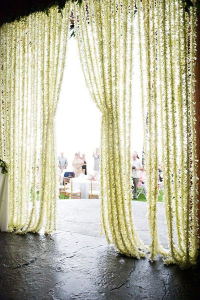 Wedding Ideas: beautiful flower curtain White Jasmine Flower, Flower Curtain, Wedding Sparklers, White Jasmine, Outdoor Party Decorations, Inexpensive Wedding, Jasmine Flower, Wedding Flower Decorations, Indian Wedding Decorations