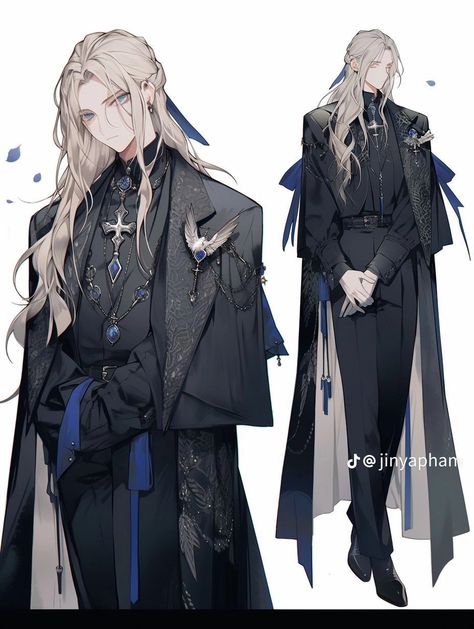 Victorian Oc Male, Manhwa Prince Outfit, Butler Oc Male, Character Design Royalty, Suit Character Design, Male Fantasy Clothing, Fashion Drawing Dresses, Dress Design Sketches, Royal Outfits