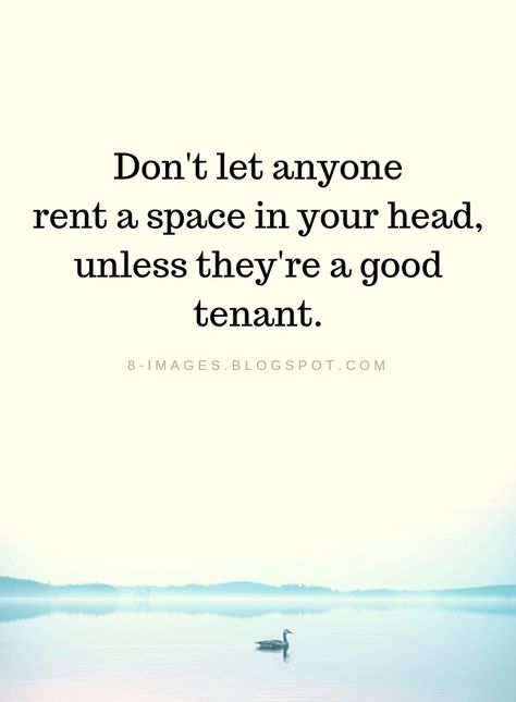 Quotes Don't let anyone rent a space in your head, unless they're a good tenant. Good News Quotes, Life Decision Quotes, Bitterness Quotes, Head Quotes, Decision Quotes, Finding Yourself Quotes, Apartment Management, Comfort Words, Encouragement Quotes