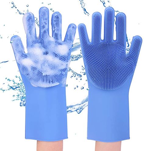 Scrub Gloves, Bathroom Blue, Dishwashing Gloves, Silicone Gloves, Dish Washing, Cleaning Gloves, Pet Cleaning, Disposable Gloves, Scrub Brush