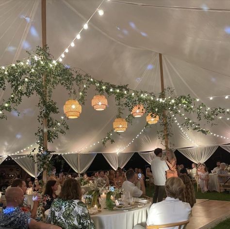 White Tent Backyard Wedding, Marquee Garden Wedding, Simple Tent Wedding, Simple Garden Wedding, Sail Cloth Tent, Wedding Tent Decor, Wedding Tent Lighting, Seafoam Wedding, Outdoor Tent Wedding