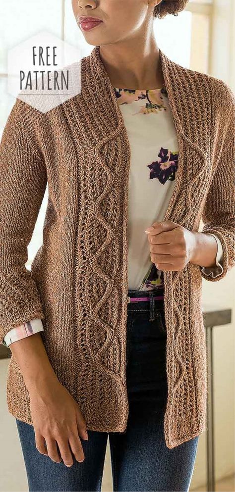 Cable Cardigan Knitting Patterns, Cardigan Free Pattern, Knitted Jackets Women, Free Knitting Patterns For Women, Ladies Cardigan Knitting Patterns, Cardigan Sweater Pattern, Aesthetic Patterns, Womens Knitting Patterns, Knitting Patterns Free Sweater