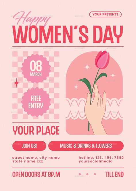 International Women's Day Flyer Women's Day Flyer, World Womens Day, International Women’s Day, International Women's Day, Event Flyer, Woman’s Day, Promote Your Business, Ladies Day, Flyer Design