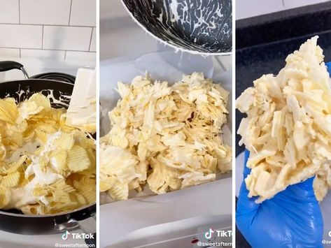 People Are Making Potato Chip Marshmallow Squares—and They’re Perfectly Sweet and Salty Marshmallow Treats Recipe, Pork Milanese, Marshmallow Squares, 4 Ingredient Desserts, Ruffles Potato Chips, Tropical Desserts, Recipes Chocolate, Potato Chip, Dessert Ingredients