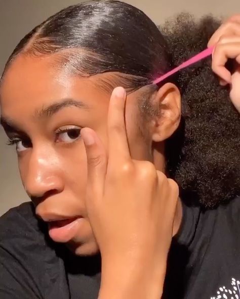 Hairstyles With Edges, Edge Hairstyles, Cute Edges, Mixed Race Hairstyles, Pretty Edges, Edges Ideas, 4c Edges, Cute Ponytail Hairstyles, Cute Natural Hairstyles