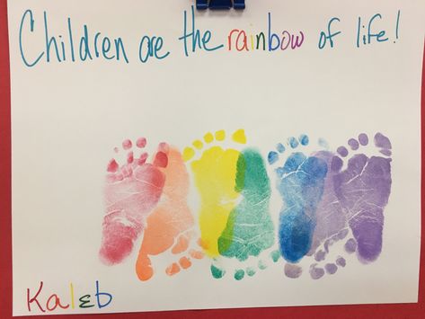 Rainbow Rainbow Footprint Craft, Rainbow Crafts Infants, Rainbow Activities For Infants, Rainbow Footprint Art, Rainbow Crafts For Infants, Infant Crafts, Infant Art, Weekly Themes, Room Crafts