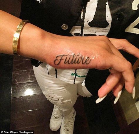 Blac Chyna Tattoo, Name Tattoo Placements, Small Name Tattoo, Boyfriend Name Tattoos, Name Tattoo On Hand, Aztec Tattoo Designs, Geometric Tattoo Arm, Aztec Tattoo, Blac Chyna