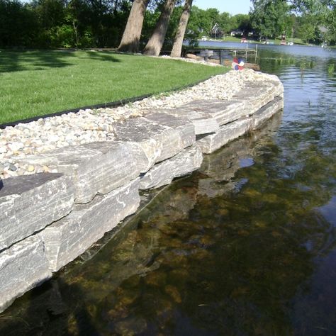 Lake Landscaping, Patio Upgrade, Retaining Wall Design, Lake Dock, Break Wall, Stone Landscaping, Landscaping Retaining Walls, Lakeside Living, Lakefront Property