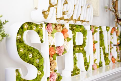 So Much Fun with the New Heidi Swapp Spring and 10 Letter Standee, Led Letters, Spring Mantle, Letter Lights, Lighted Marquee Letters, Michaels Craft, Marquee Lights, Dyi Projects, Light Letters