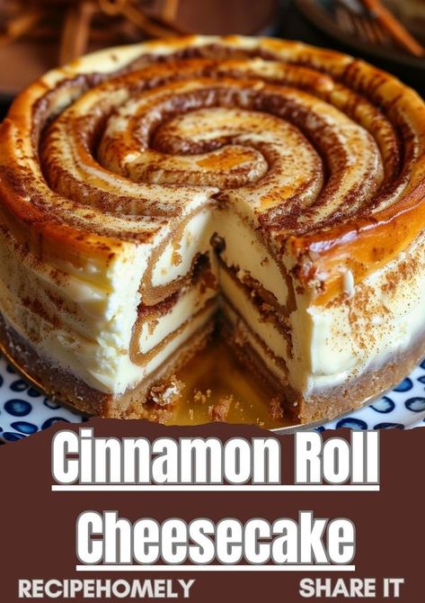 RecipesHomely Roll Cheesecake, Cinnamon Roll Cheesecake, Rich Cheesecake, Dessert Lover, Creamy Cheesecake, Cheesecake Recipe, Cinnamon Roll, Decadent Desserts, Sweet Treat