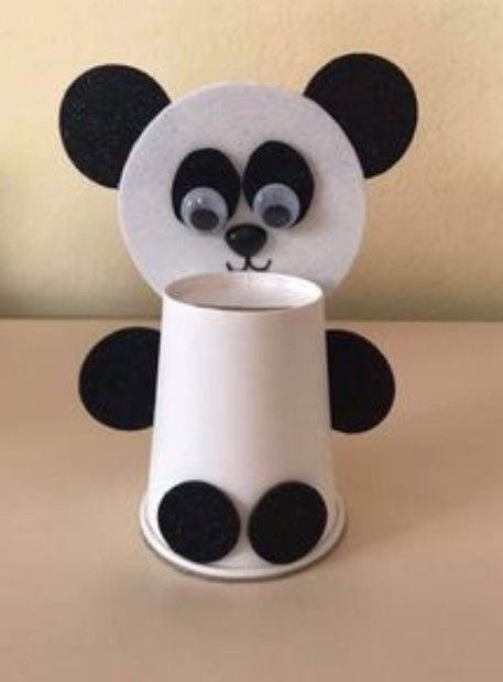 Panda frame pencil holder with black and white theme🐼. Diy Pencil Holder, Paper Cup Crafts, Recycling For Kids, Cardboard Diy, Toilet Paper Crafts, Hand Crafts For Kids, Black And White Theme, Cup Crafts, Animal Crafts For Kids